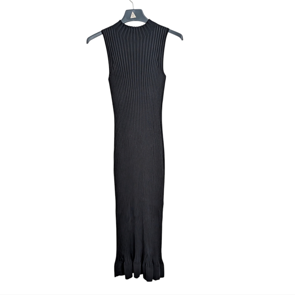 Theory Black Ribbed Midi Dress Woman's S Bodycon